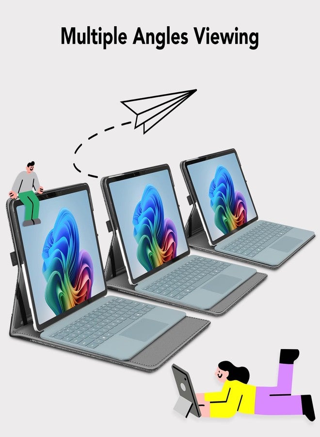 فينتي غطاء Fintie لجهاز Microsoft Surface Pro مقاس 12 بوصة الإصدار الأول (2025)، غطاء أعمال متعدد الزوايا مع جيب وحامل قلم، متوافق مع لوحة مفاتيح Type Cover (رمادي) - Image 4